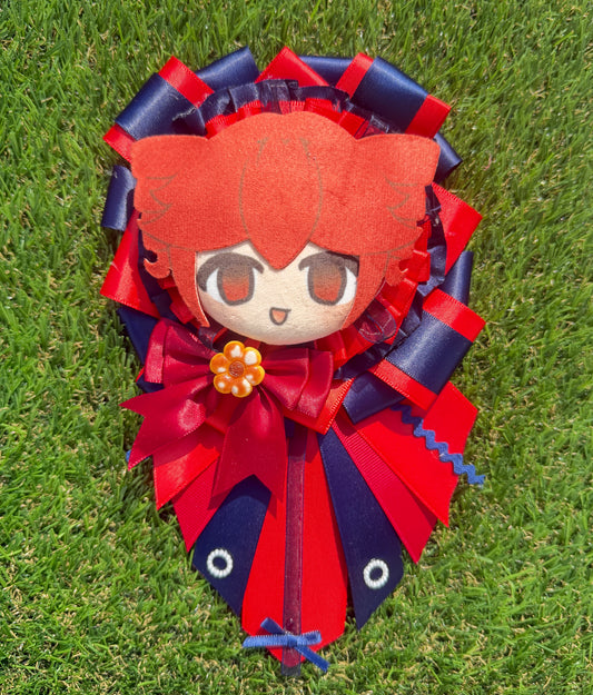 Kasane Teto original design inspired rosette and plush can badge