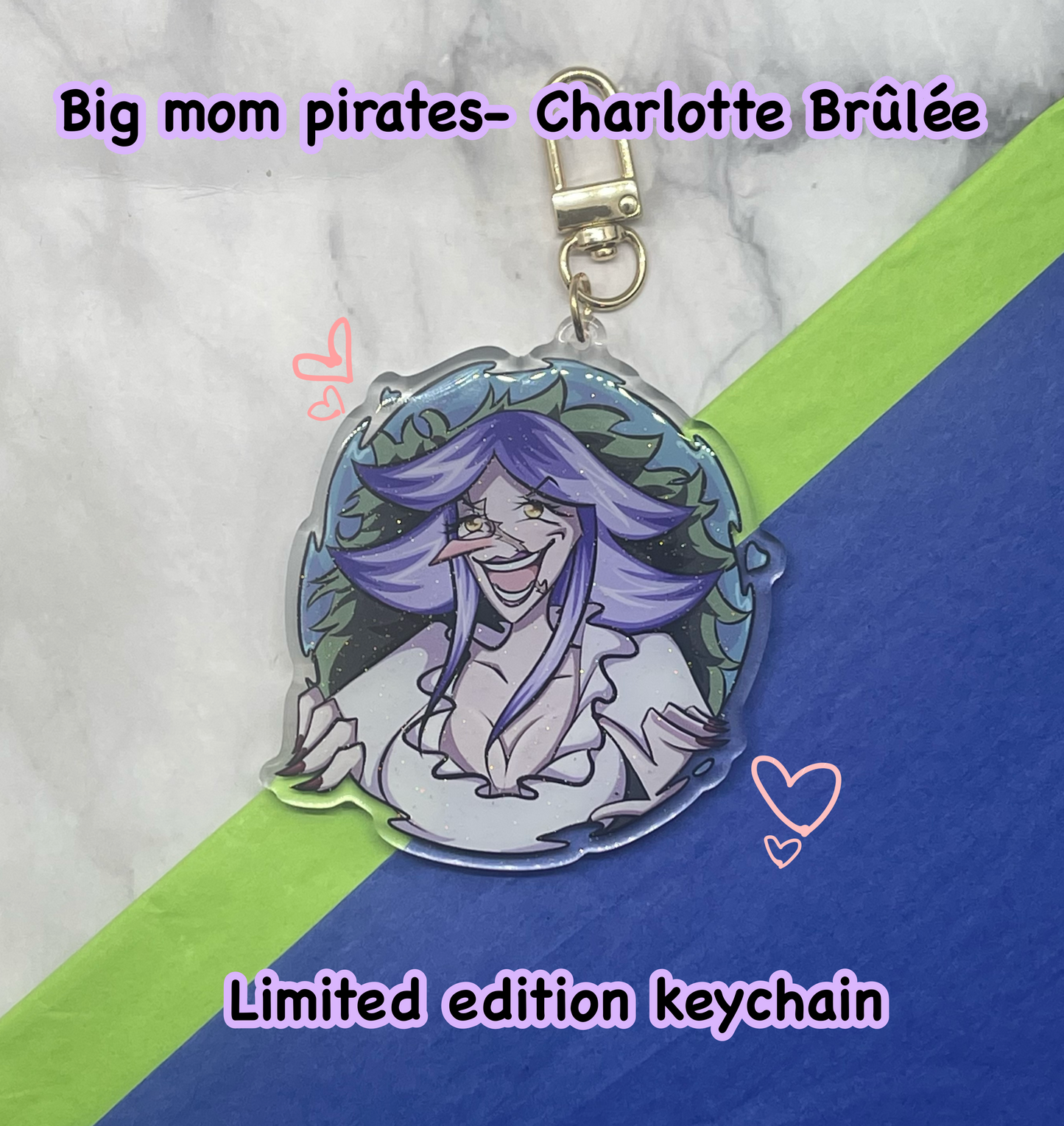 Charlotte Brûlée- glitter apoxy coated Keychain