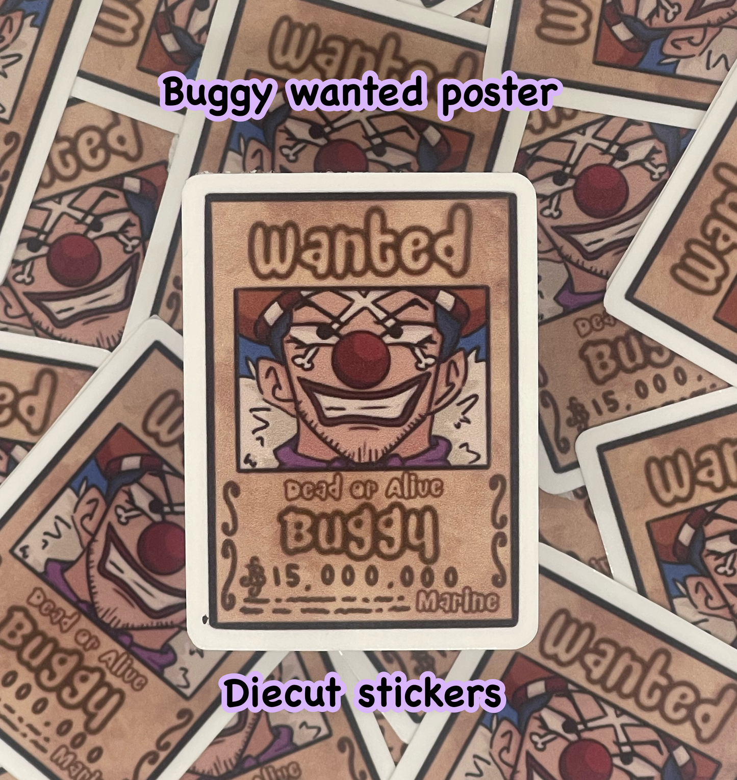 Pirate clown wanted poster sticker