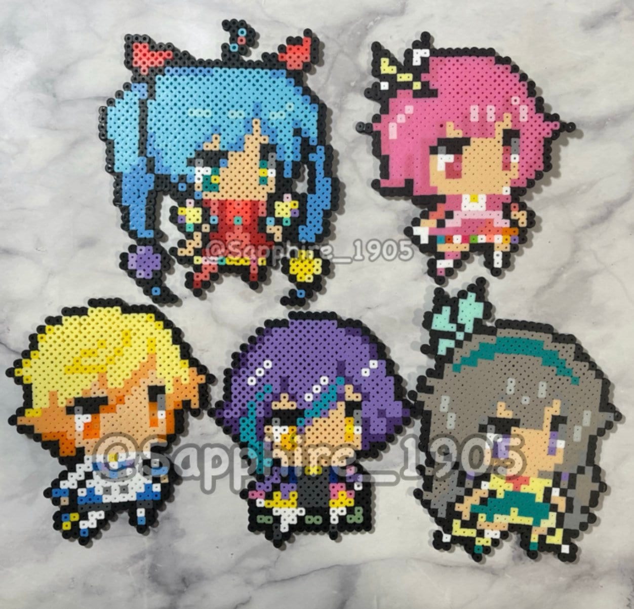 Wonderland singers showtime- perler bead chibis- 6-7inches